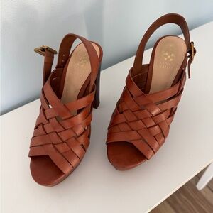 Vince Camuto Woven Slingback Heels in Chestnut